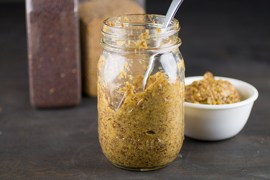 Beer-Honey Mustard served in a big jar