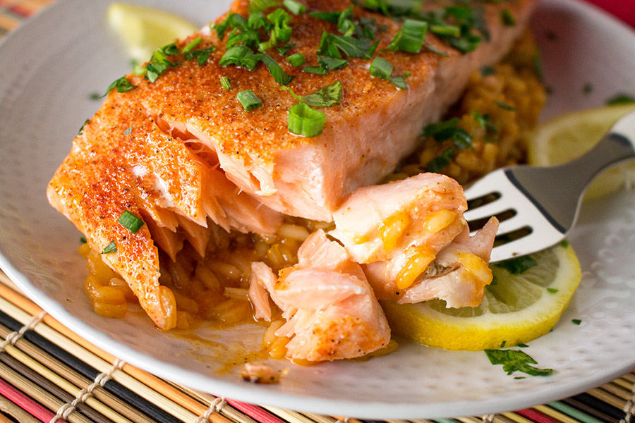 Cajun Baked Salmon with Cajun Rice looking extremely inviting