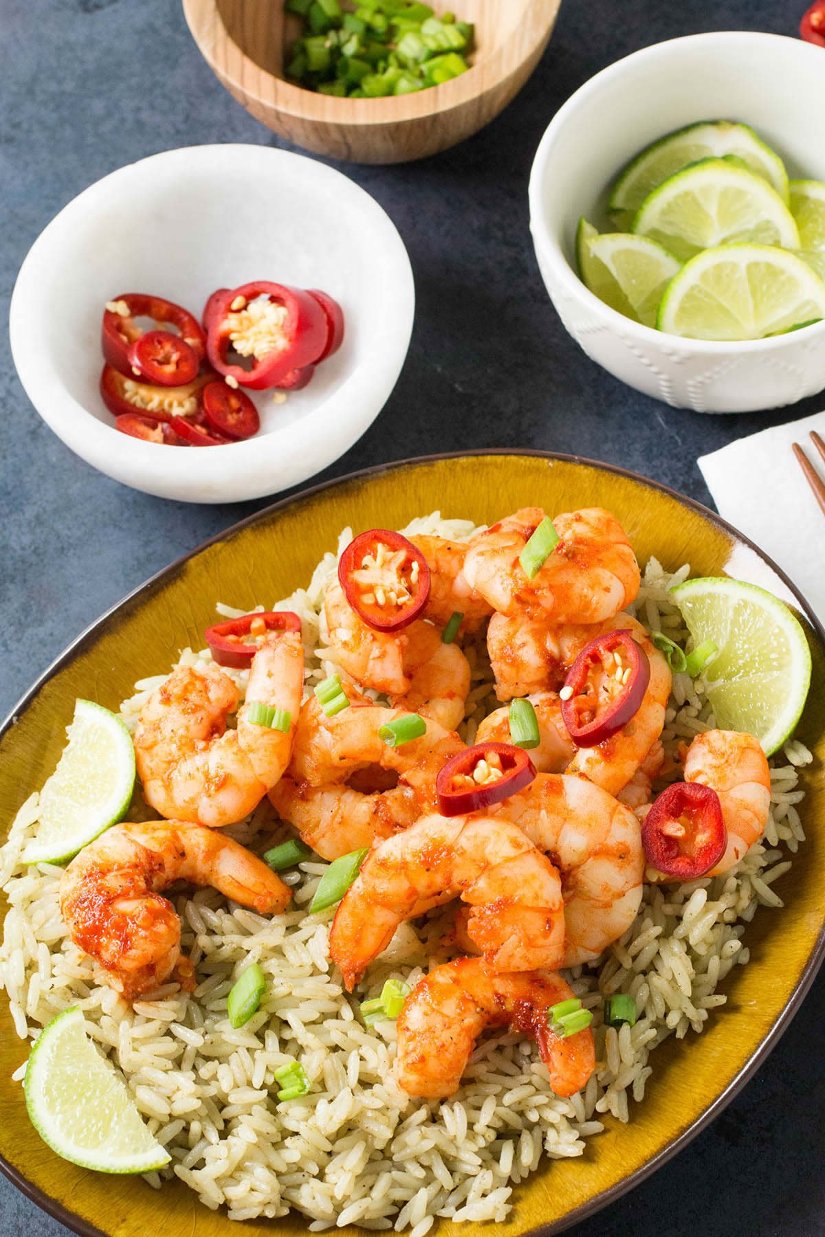 Chili-Garlic Shrimp with Thai Lime Rice - Recipe