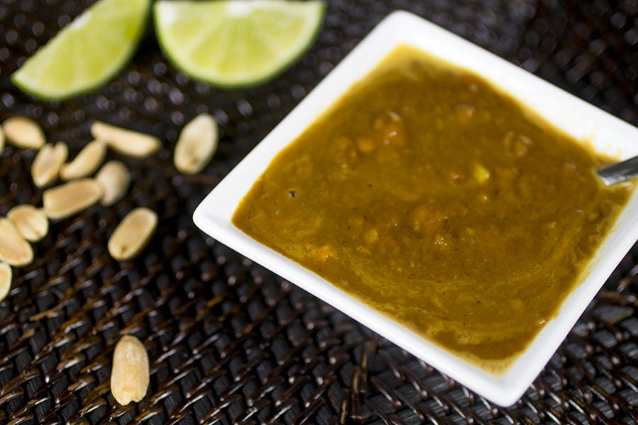 Chili-Peanut Sauce with Orange Thai Chili Peppers