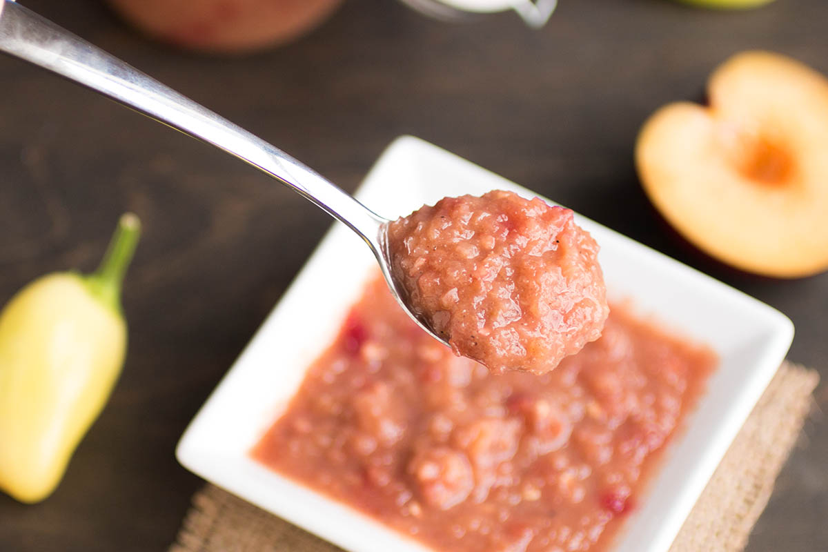 A spoonful of the delicious Chili-Plum Sauce