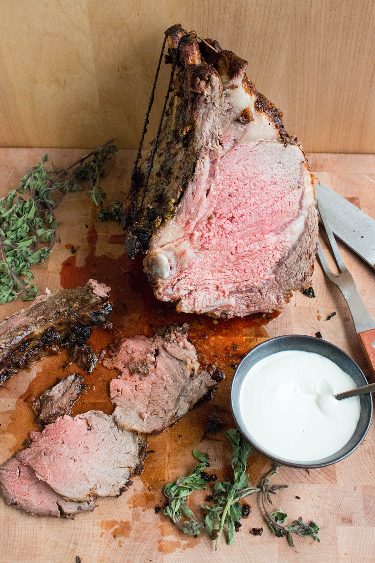 Chili Rubbed Prime Rib Roast with Horseradish Cream Sauce - Recipe