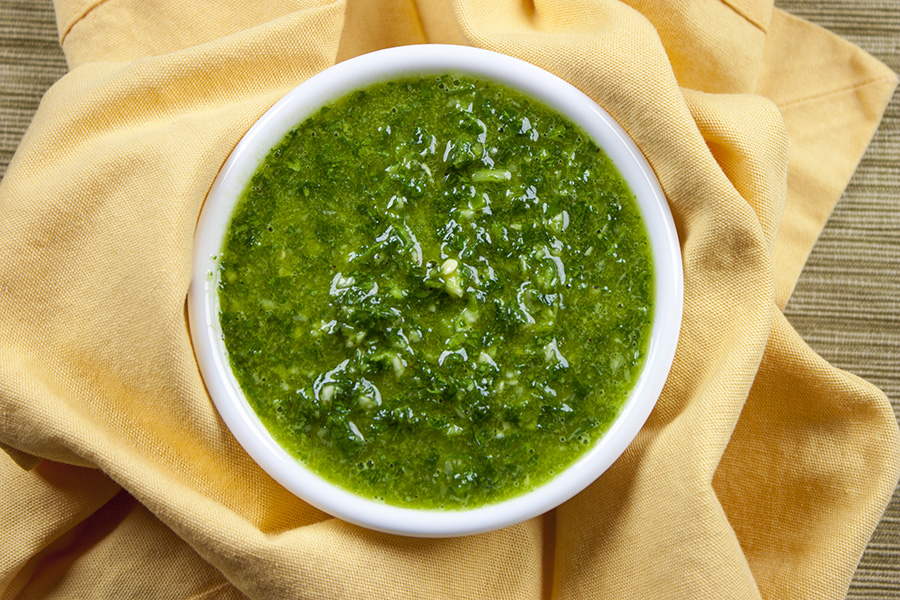 Easy Chimichurri Verde (Green Chimichurri) served.