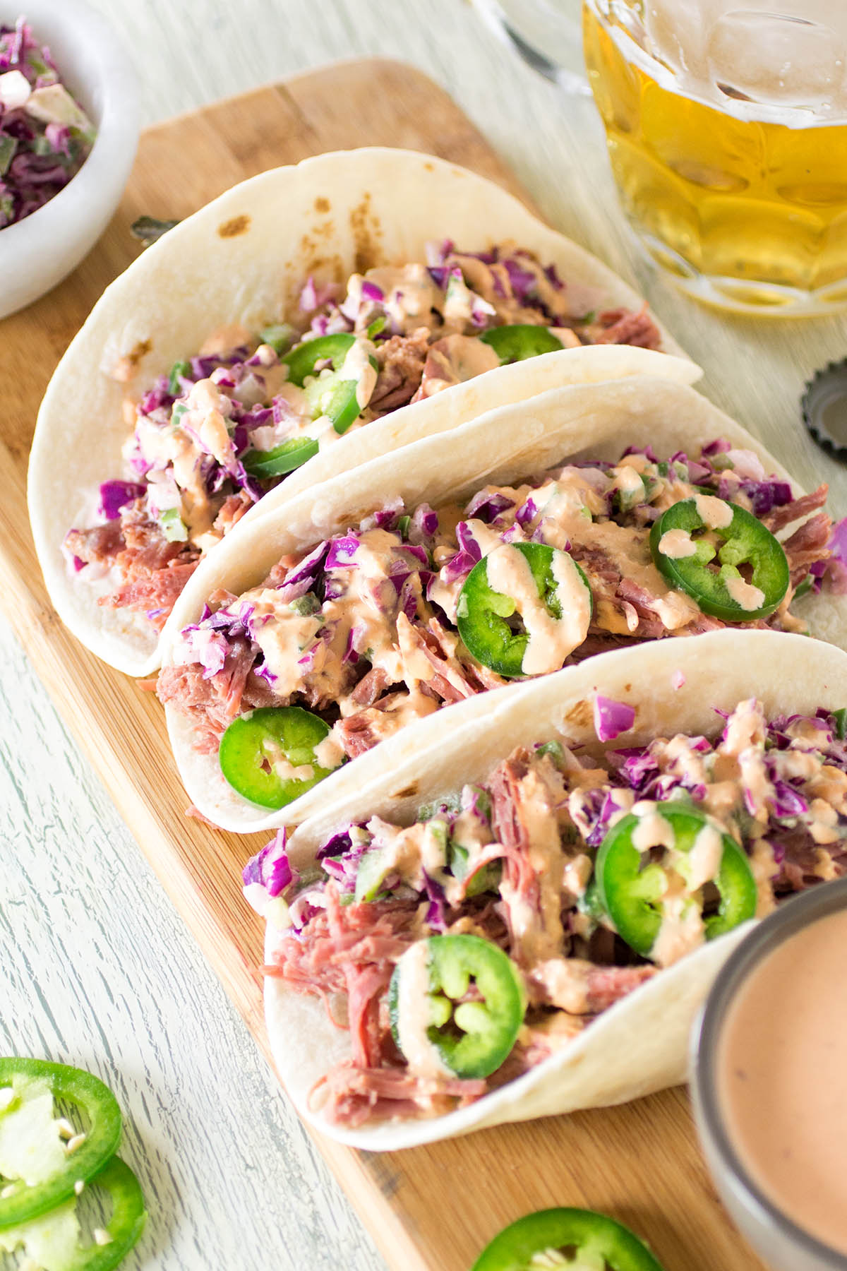 Corned Beef Tacos with Creamy Cabbage Slaw - Recipe