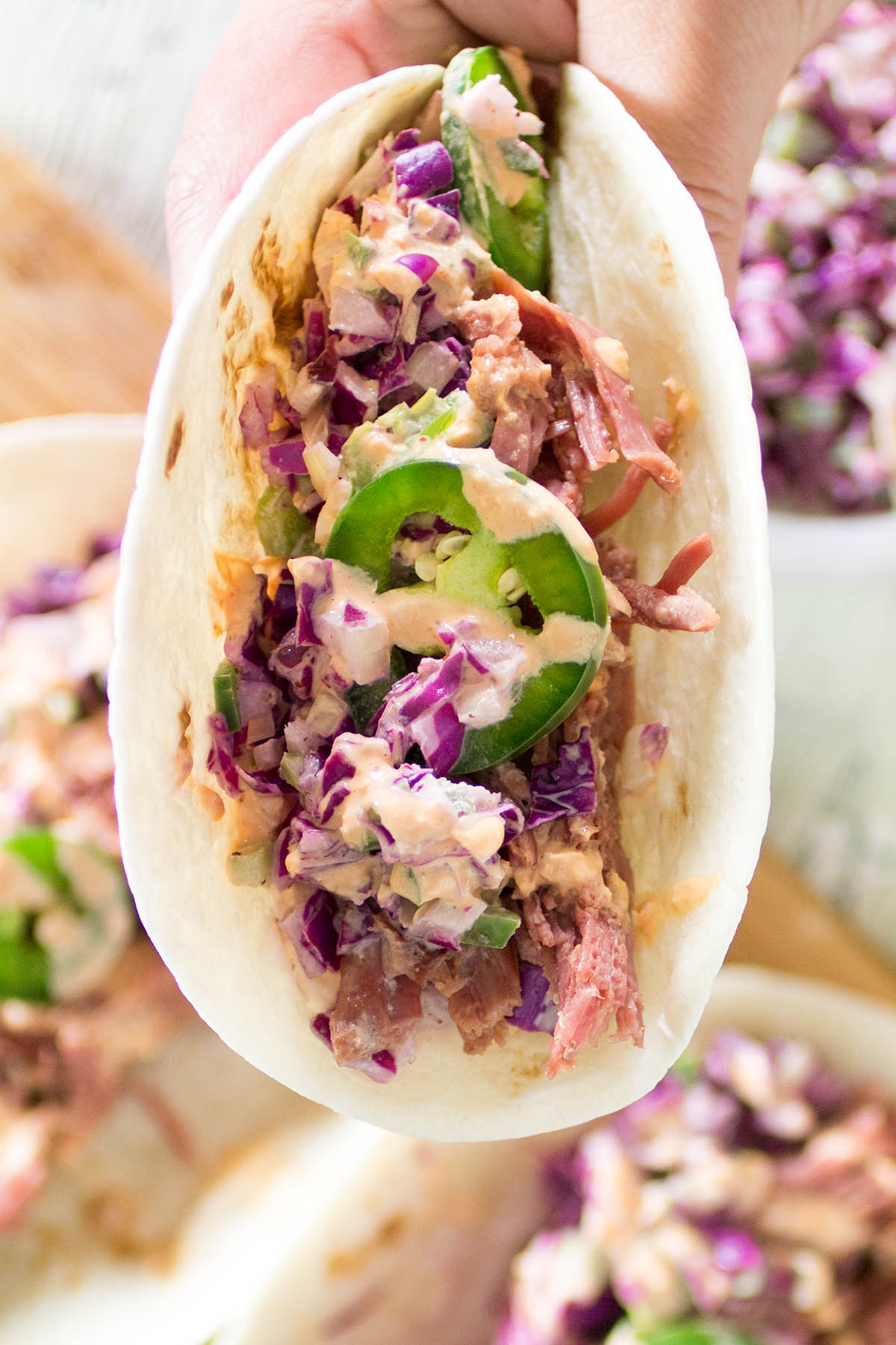 Corned Beef Tacos with Creamy Cabbage Slaw - Recipe