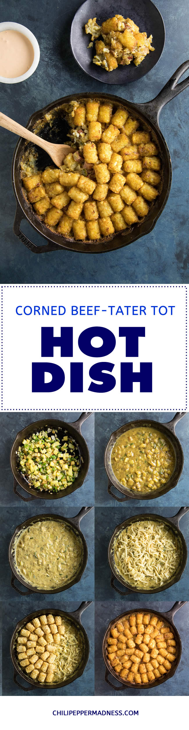 Corned Beef Tater Tot Hotdish (Casserole) - Recipe #tatertots #tots #hotdish #cornedbeef #casserole