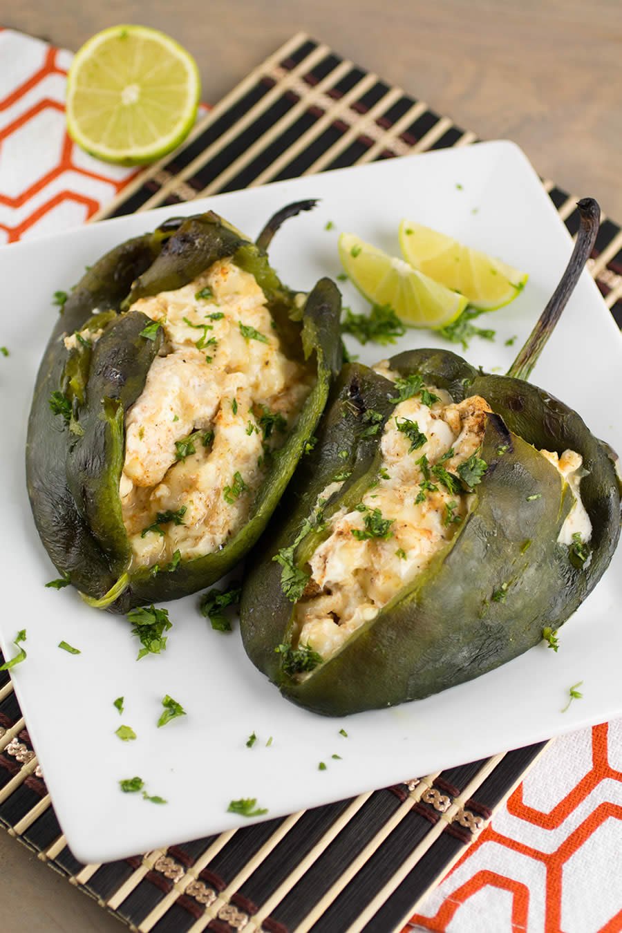 Cream Cheese Stuffed Poblano Peppers are delicious.