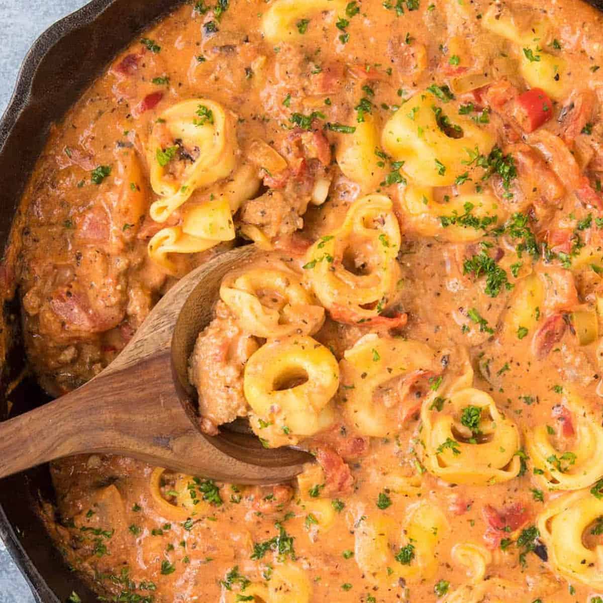 Spicy Tortellini Pasta in Creamy Tomato Sauce