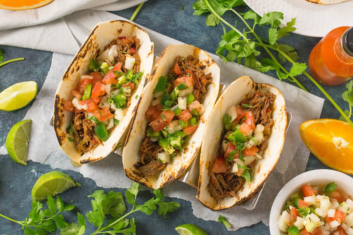 Cuban-Style Shredded Beef Tacos with Mojo Salsa – Recipe