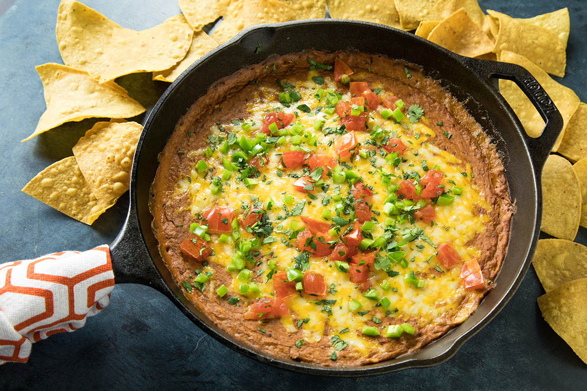 Easy Cheesy Chipotle Bean Dip served and ready.