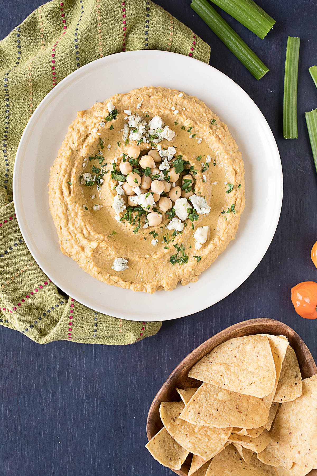 Fiery Buffalo-Blue Cheese Hummus – Recipe