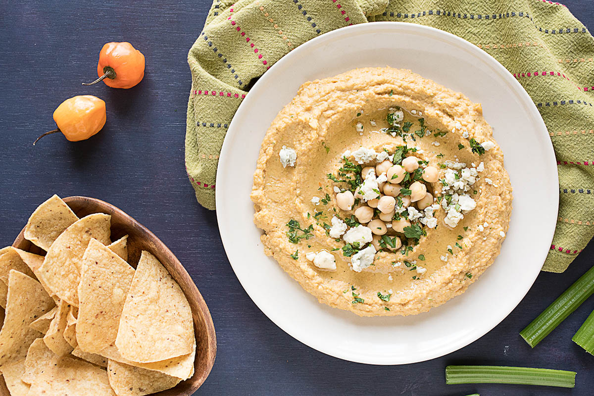 Fiery Buffalo-Blue Cheese Hummus – Recipe