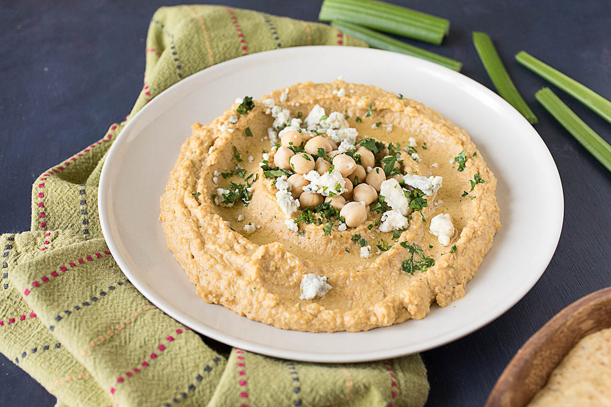 Fiery Buffalo-Blue Cheese Hummus – Recipe