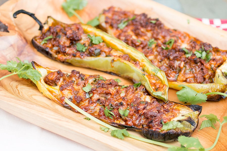 Grilled Chorizo and Cheese Stuffed Cubanelle Peppers