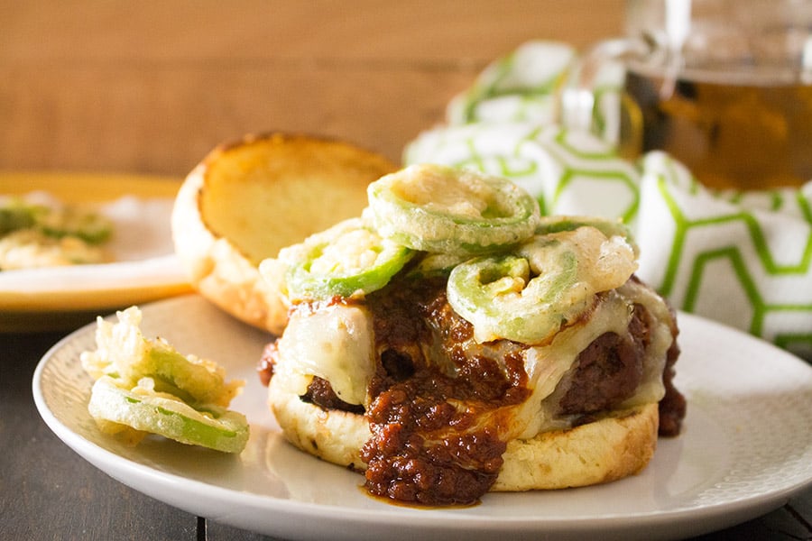 Juicy Grilled Burgers with BBQ Sauce looking extremely delicious