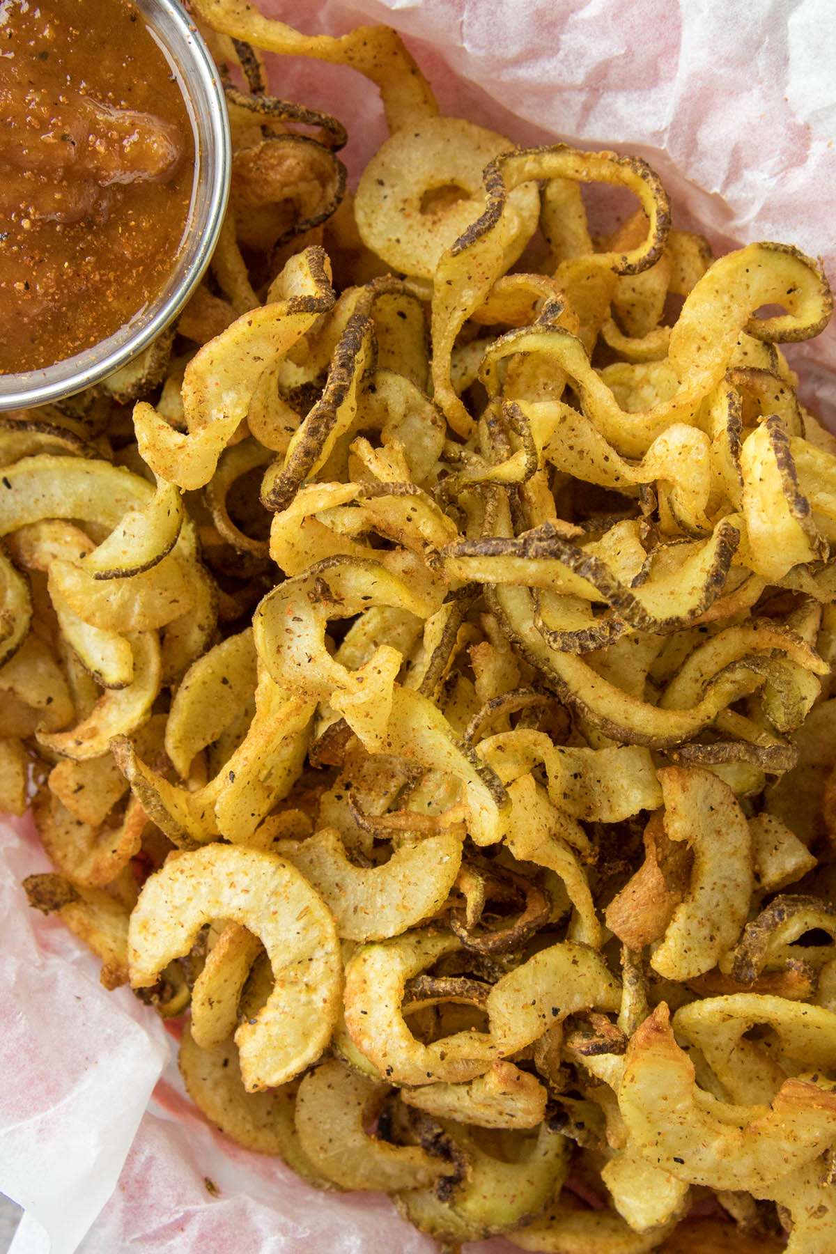 Homemade Air Fryer Cajun Curly French Fries.