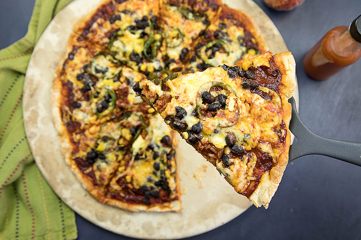 A slice of the delicious Homemade Southwest-Style Pizza.