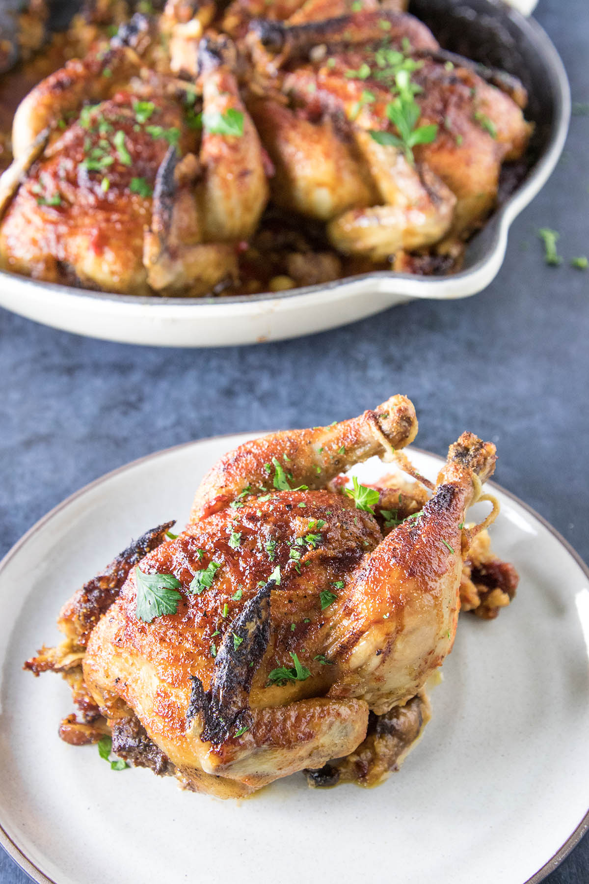 Honey-Soy Glazed Cornish Hens with Sausage-Panko Stuffing - Recipe