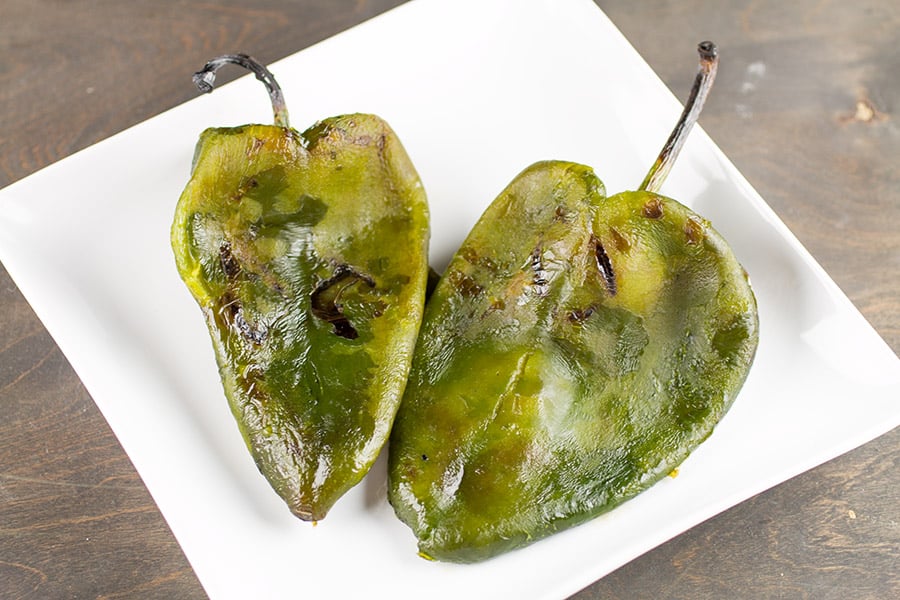 Two grilled Poblano Peppers.