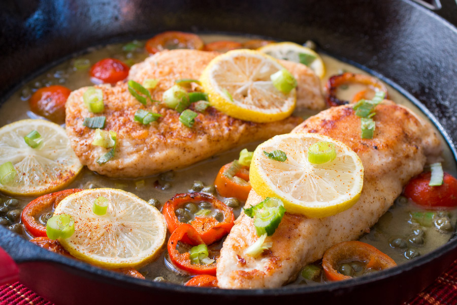 Lemon Chicken Piccata with Capers and Peppers