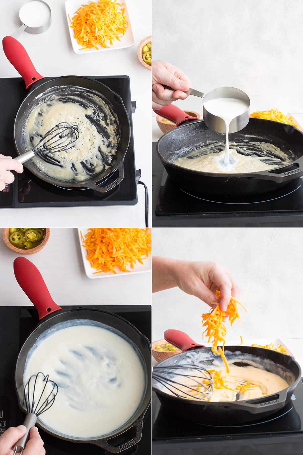 Making Homemade Nacho Cheese in 4 steps.