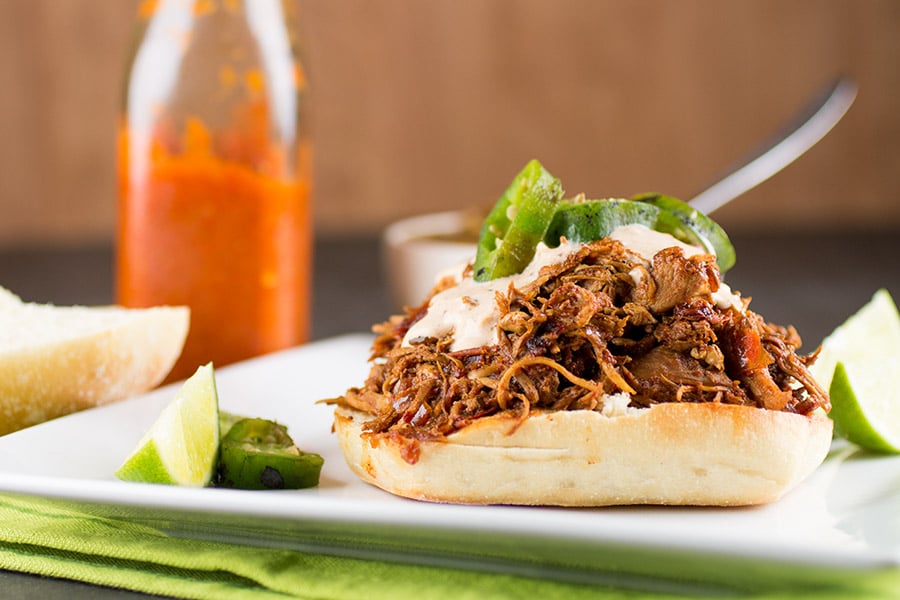 Mexican Chicken Torta with Ancho-Lime Cream Sauce