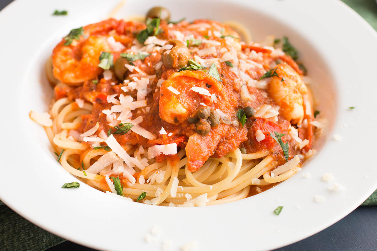 Pasta Puttanesca with Shrimp – Recipe