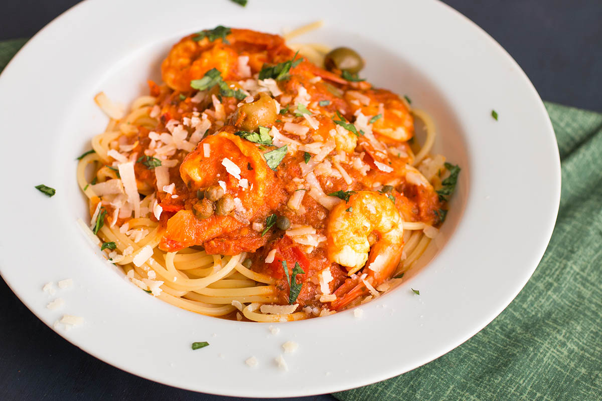 Pasta Puttanesca with Shrimp – Recipe