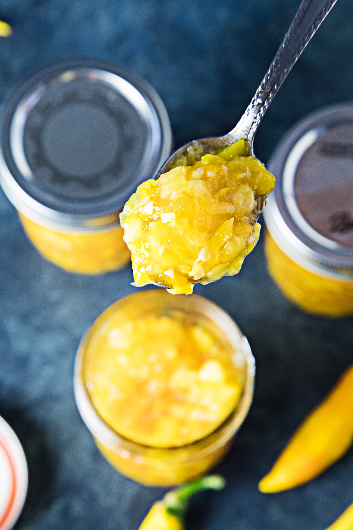 A spoonful of the delicious Pineapple-Mango-Hot Pepper Jam