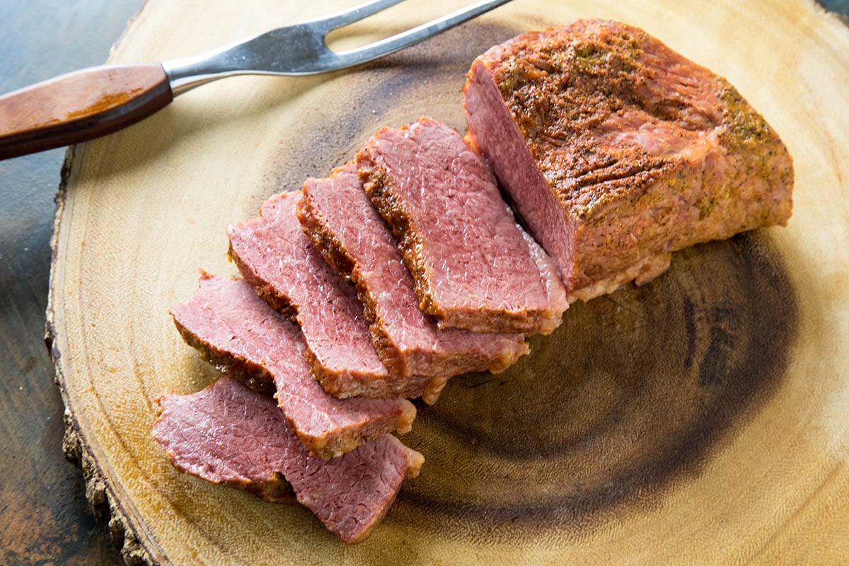 Pressure Cooker Corned Beef served.