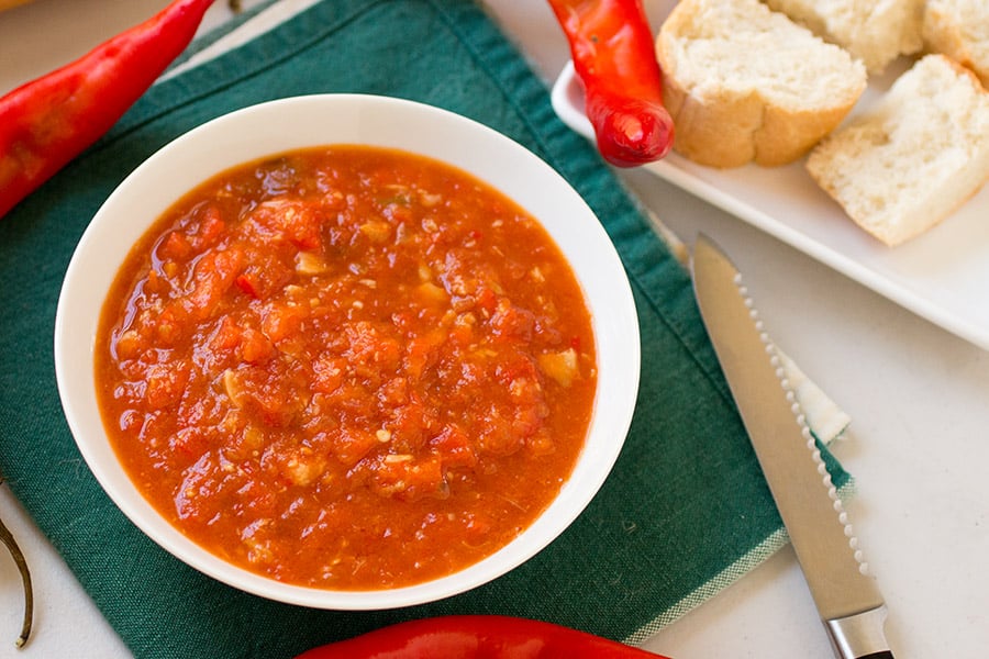 Roasted Red Pepper Dip Recipe with Garlic and Tomato