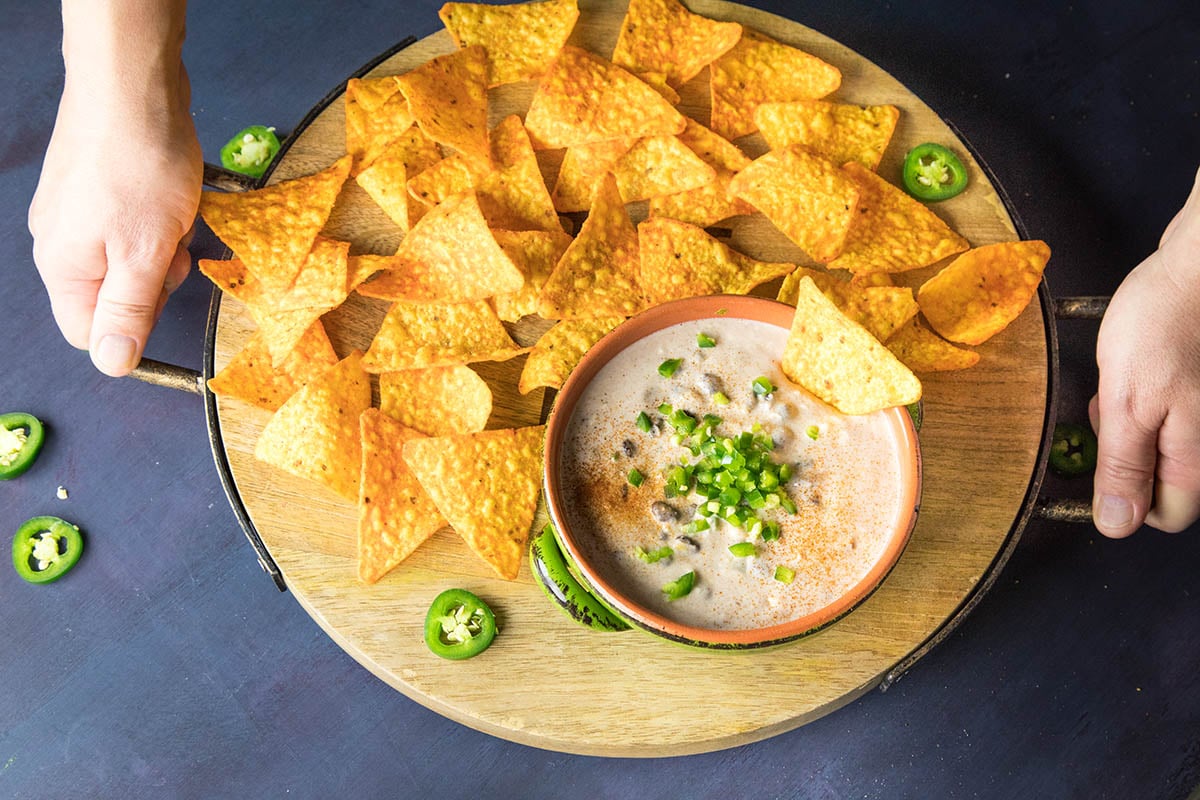 Serving Southwest Style Cheese Dip.