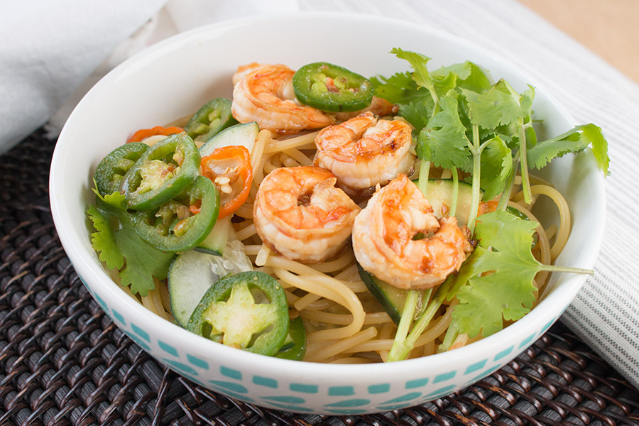 Sweet and Spicy Asian Noodle Bowl with Habanero Peppers