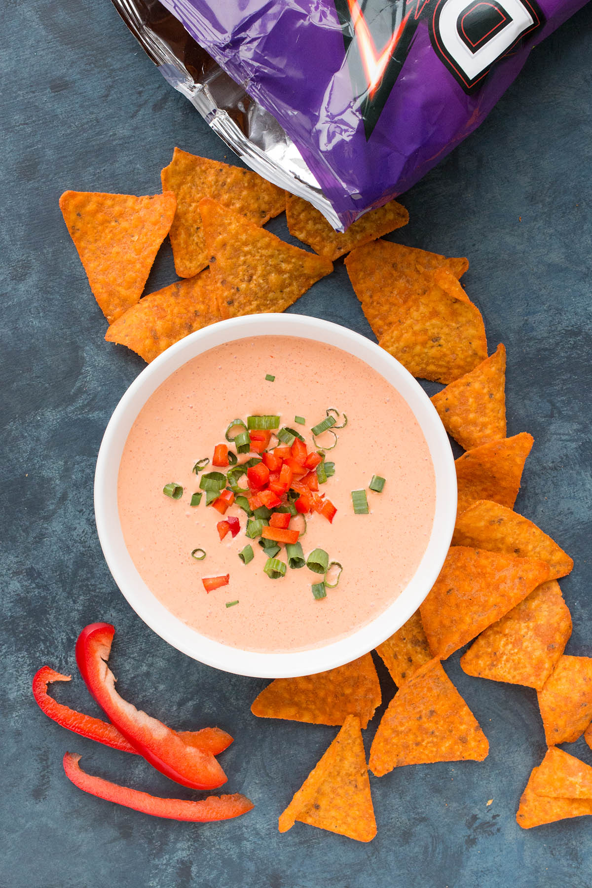 Spicy Cajun Dip served with crunchy chips.