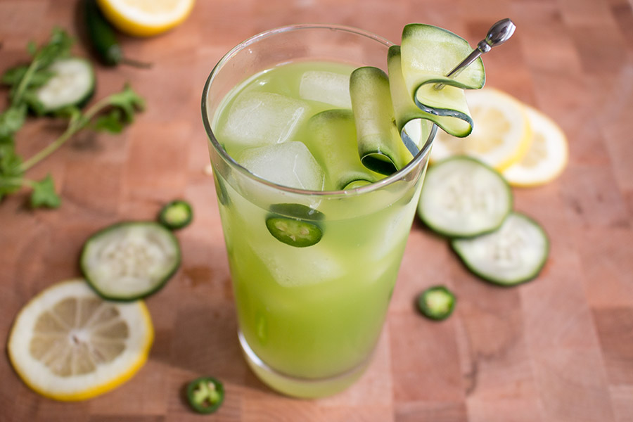 Spicy Cucumber Cocktail looking extremely refreshing