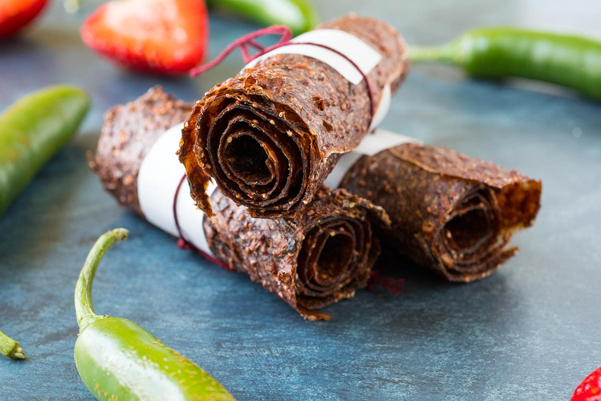 Spicy Strawberry Fruit Roll Ups made quick and easy