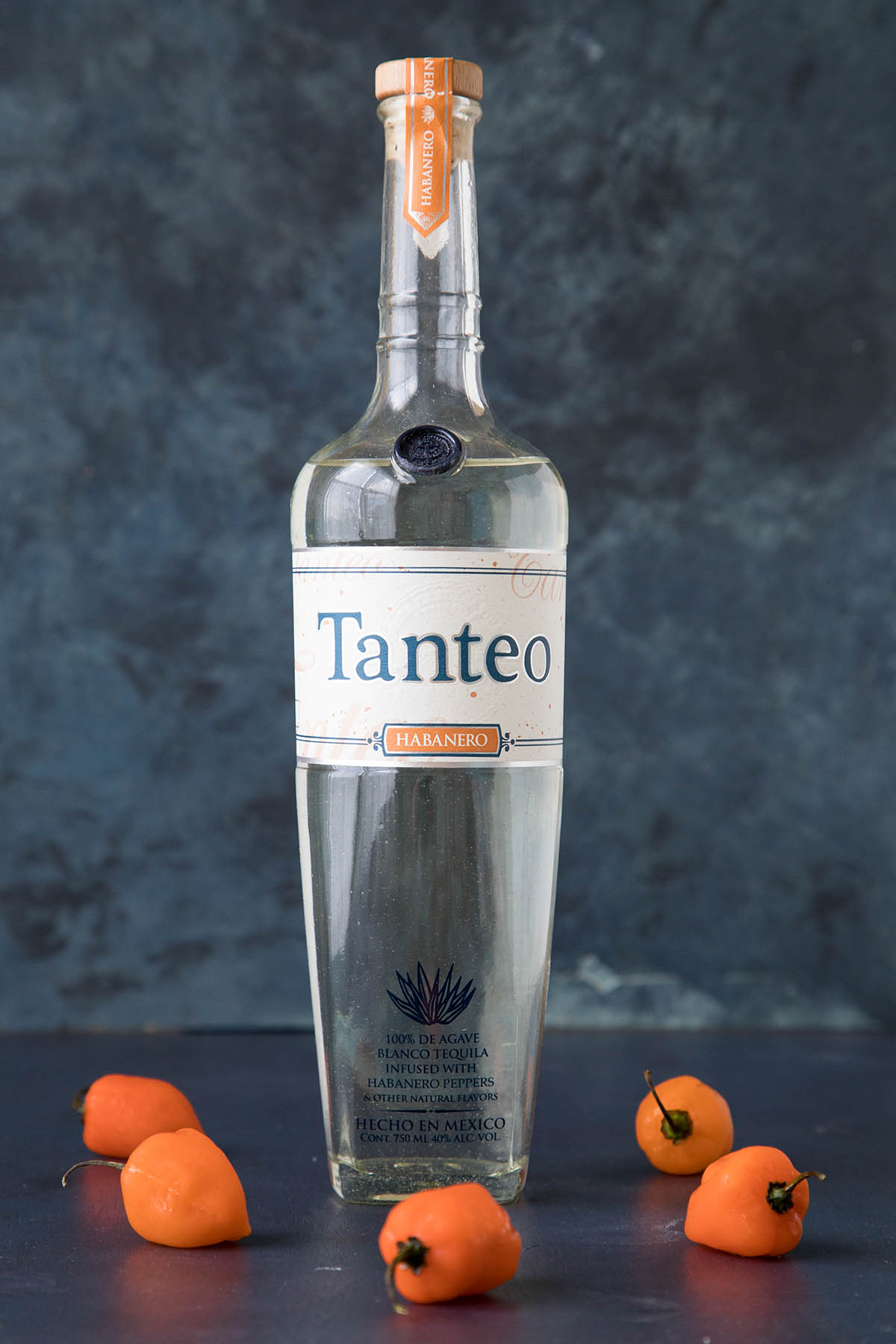 Tanteo tequila infused with habanero peppers.