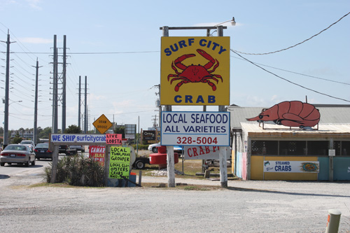 Surf City Crab alongside the road.