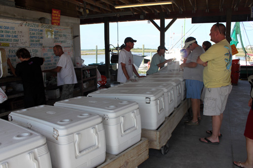 Buying seafood at Surf City Crab.