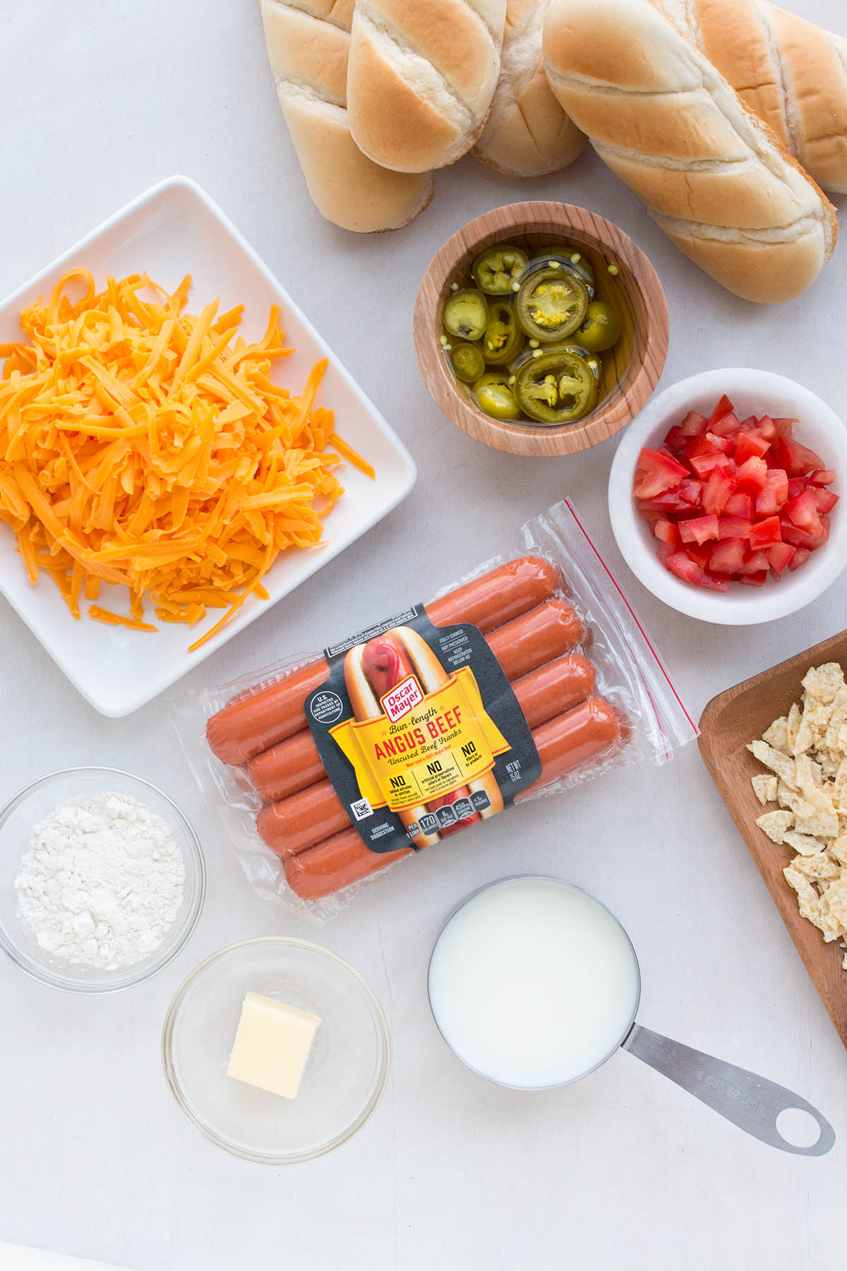 The Ultimate Summer Nacho Dog recipe ingredients.