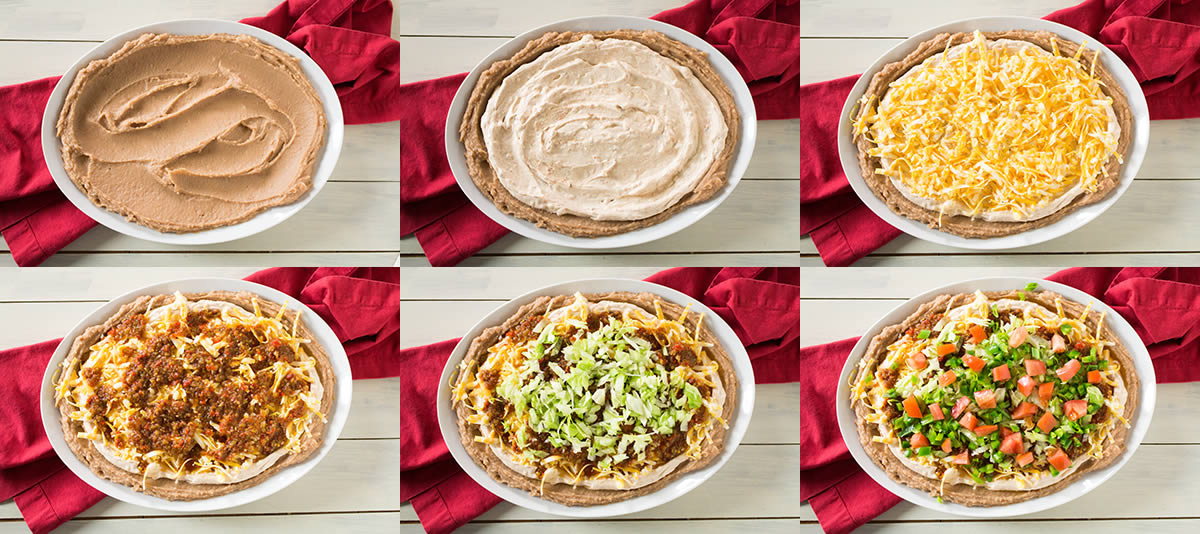 Steps to making this layered taco dip recipe.