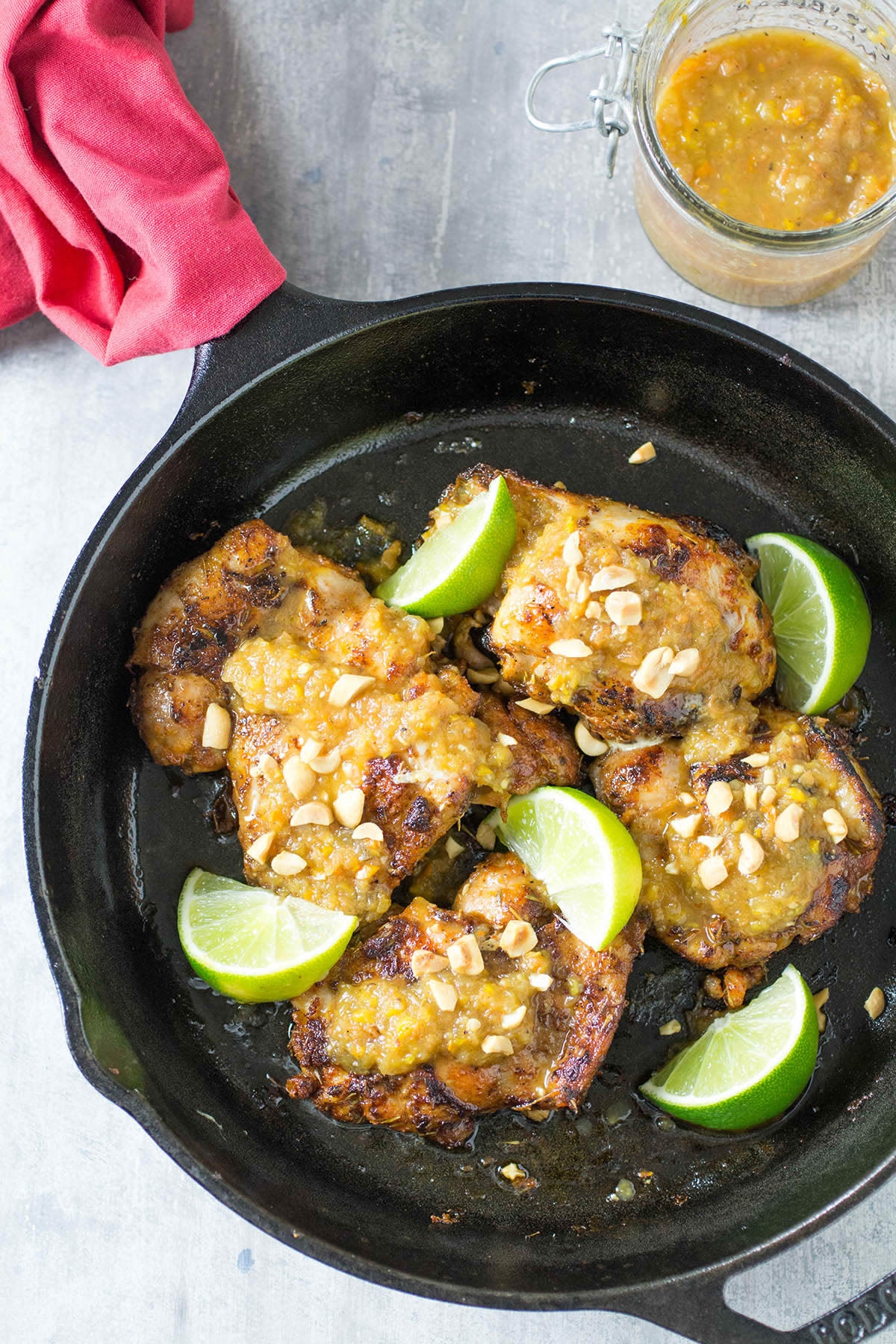 pan seared caribbean chicken thighs