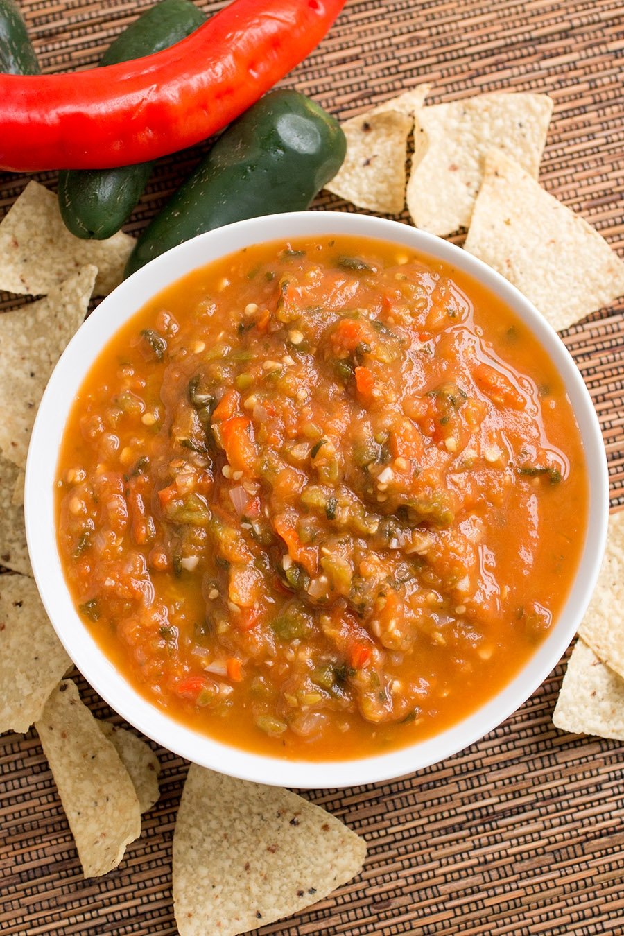 Papaya Salsa made at home and served in a white bowl