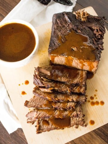 Braised Brisket with Ancho Gravy served on the side.