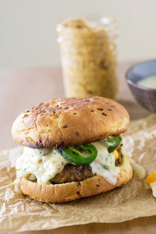 Spicy Ground Pork Burgers with Ghost PepperMustard Aioli Recipe