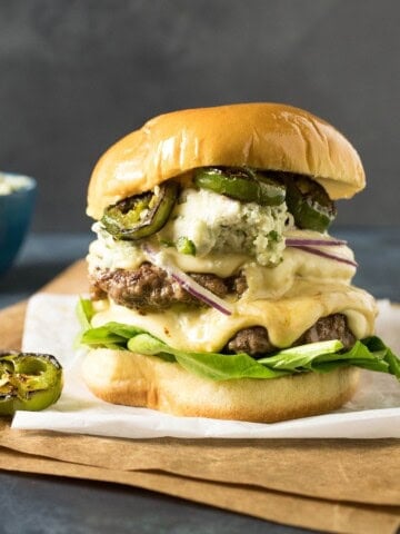 Smashburgers with Charred Serrano-Blue Cheese Butter Recipe