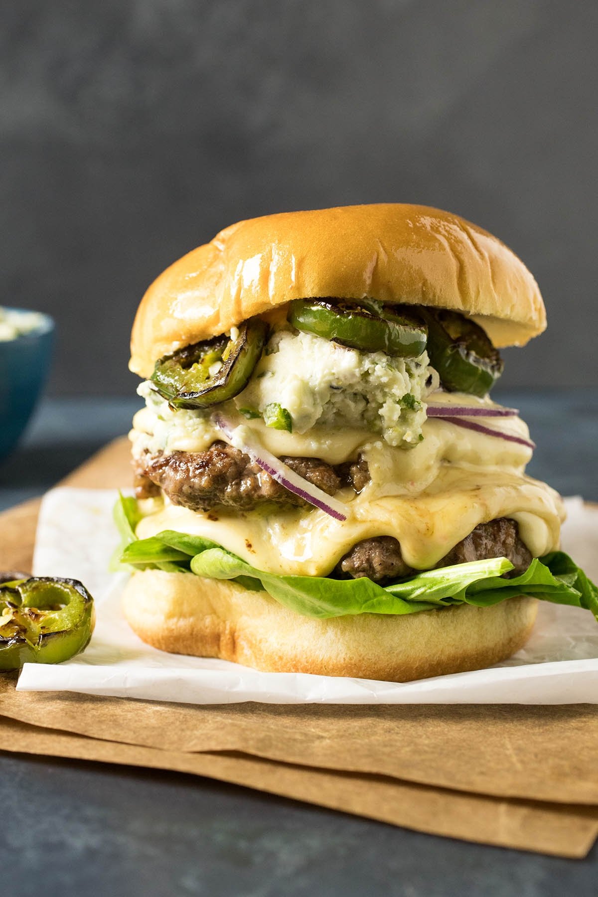 Smashburgers with Charred Serrano-Blue Cheese Butter Recipe