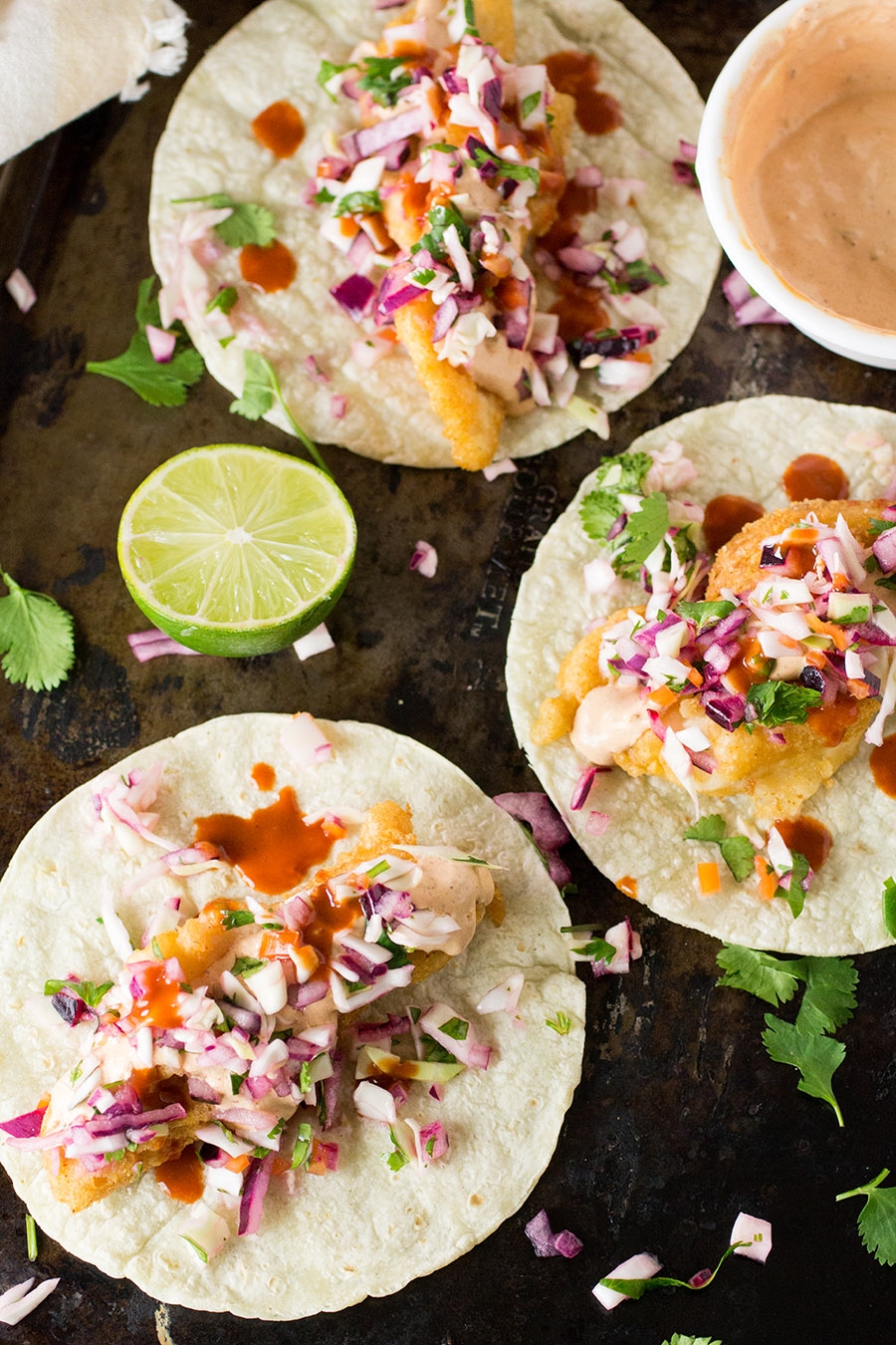 Beer Battered Fish Tacos with Spicy Habanero Slaw