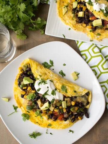 Loaded Mexican Omelette served at home
