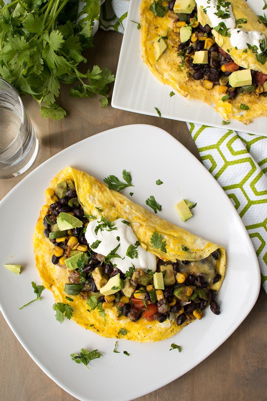 Loaded Mexican Omelette served at home